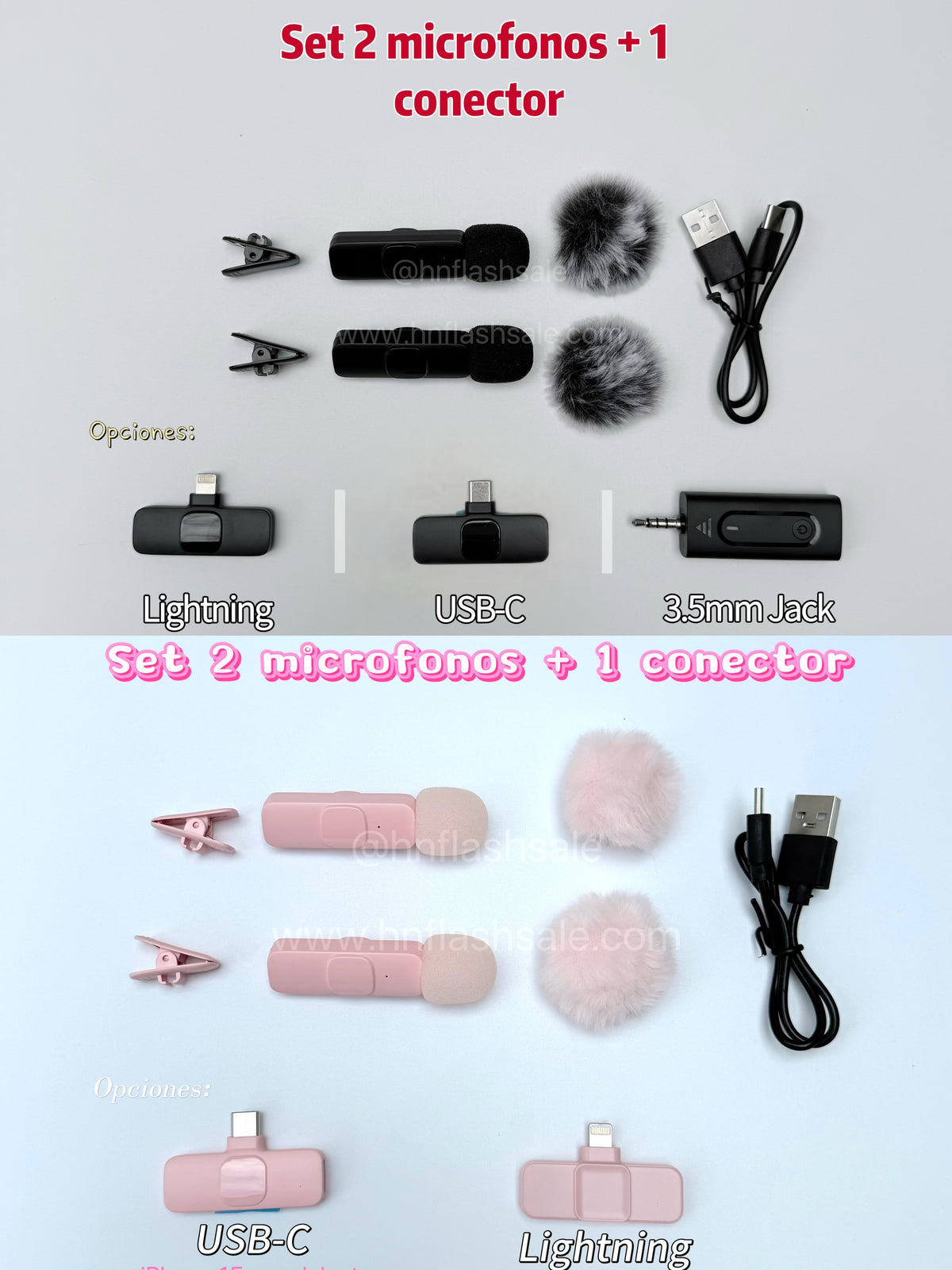 Set 2 micrófonos + 1 conector