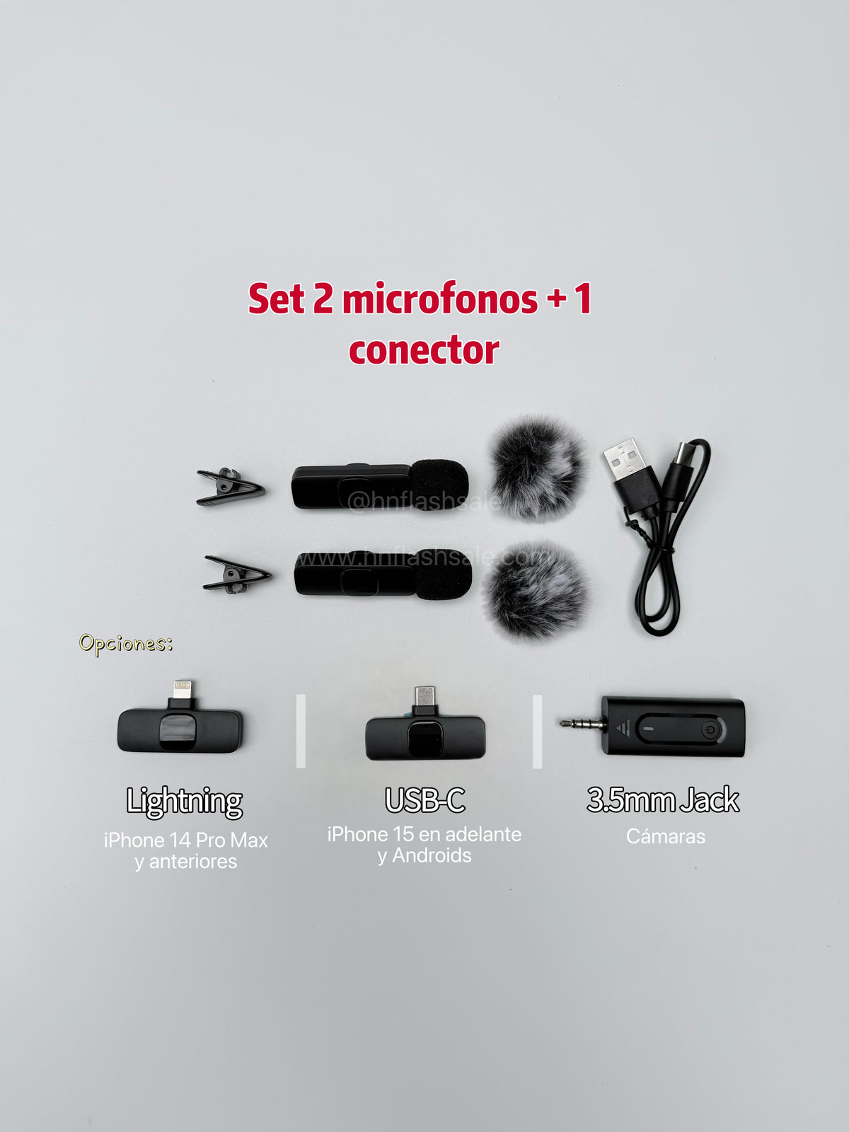Set 2 micrófonos + 1 conector