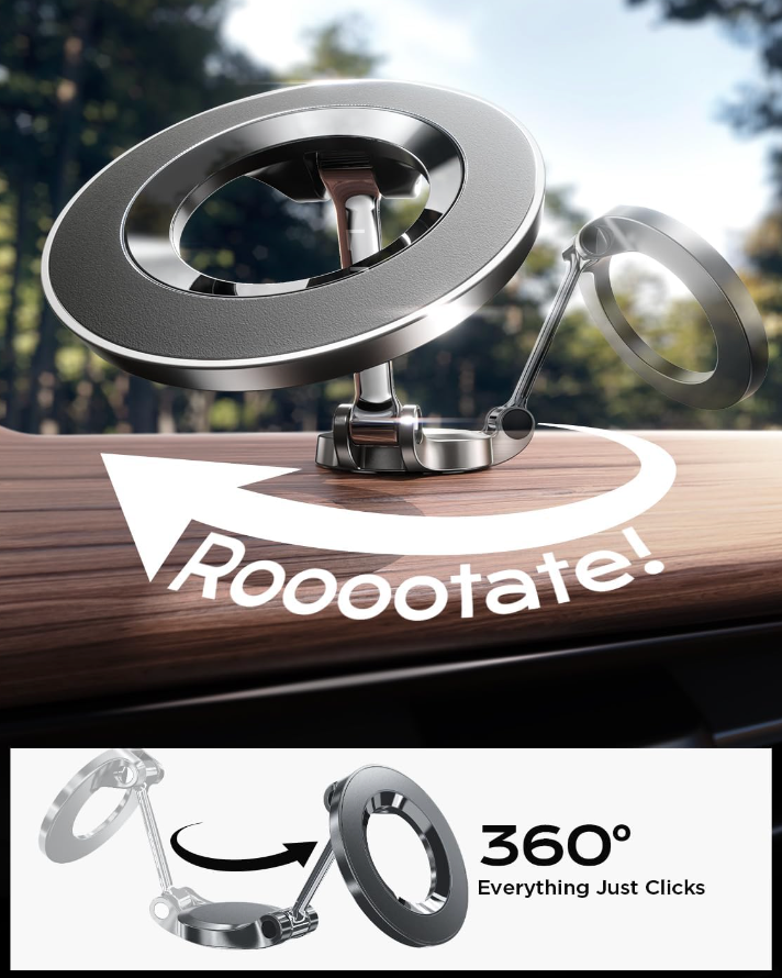 Soporte magnetico adhesivo con rotacion para carro