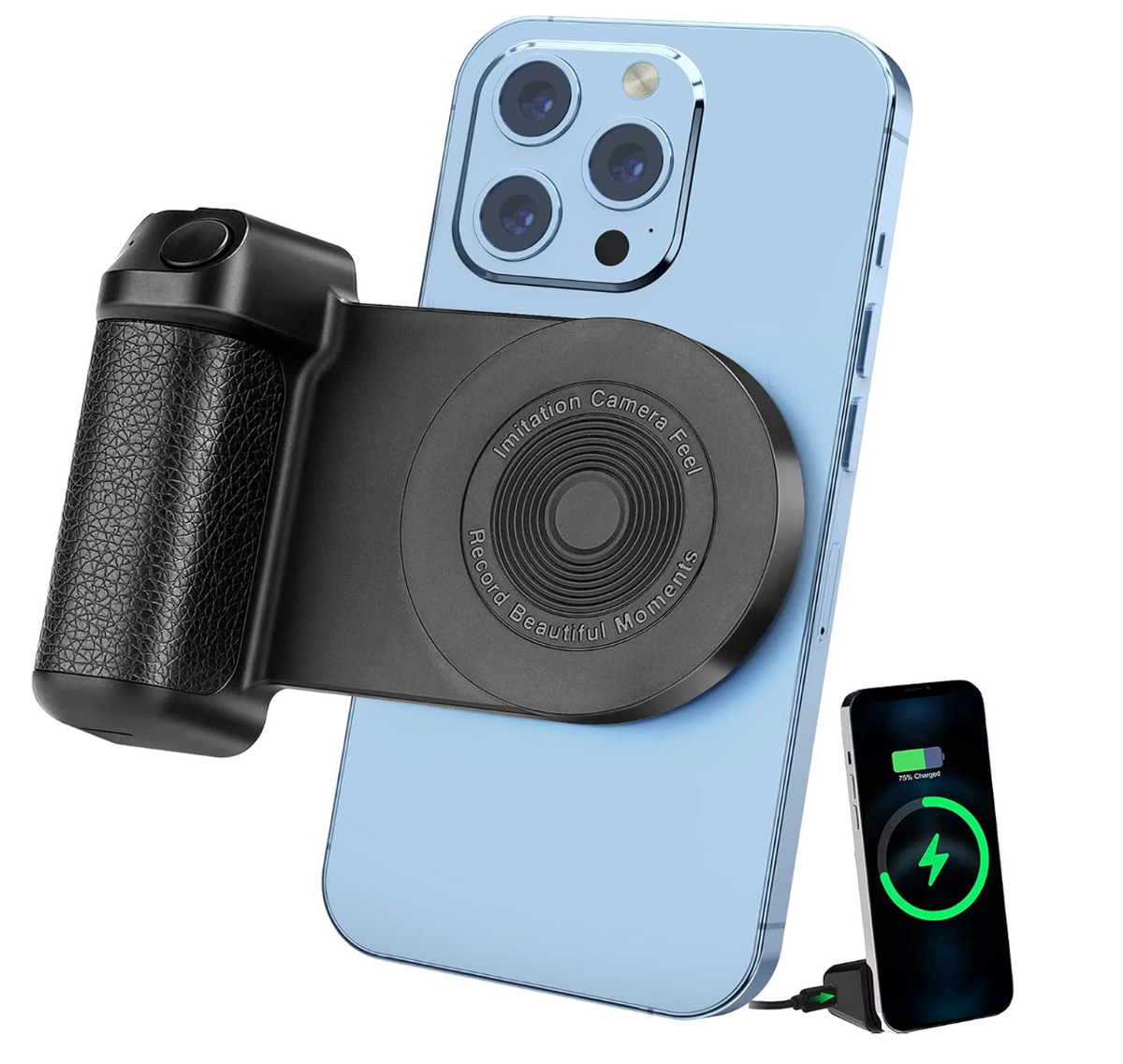 Mango magnético tipo cámara para celular