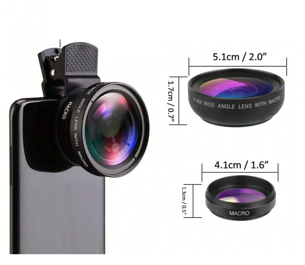 Kit de lentes súper gran angular y macro HD con clip